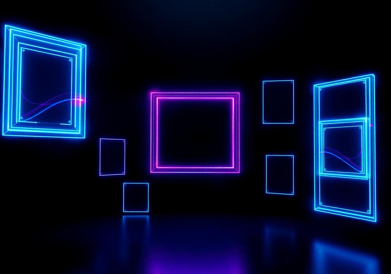 Storyboard frames floating in cinematic space